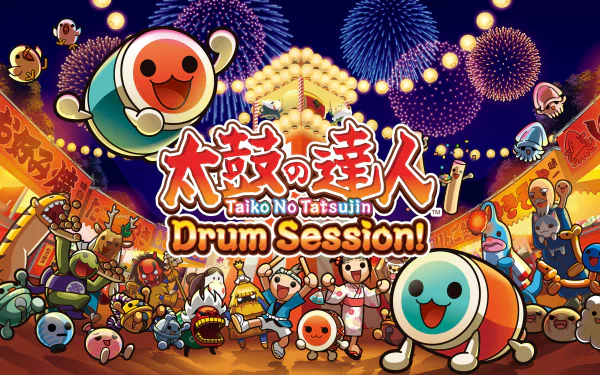 HD desktop wallpaper featuring colorful Taiko: Drum Master characters and festive drumming scene for fans and gamers' backgrounds.