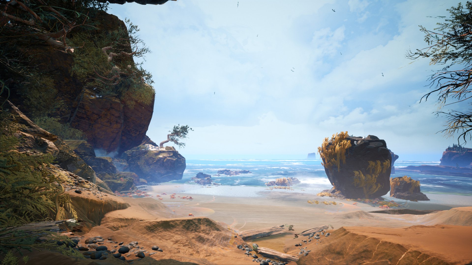 Download Shore Cliff Boulder Ocean Sand Artistic Beach 4k Ultra HD Wallpaper by Tyler Smith