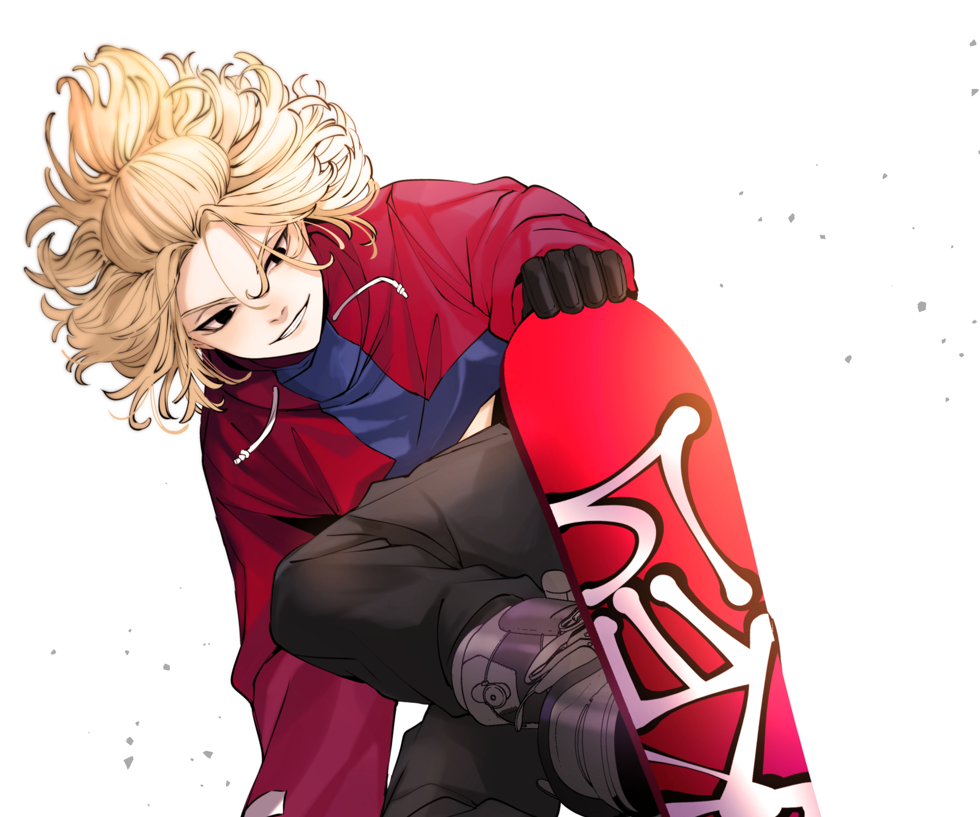 HD anime desktop wallpaper featuring Mikey Manjiro Sano from Tokyo Revengers, showcasing his dynamic pose with a skateboard on a clean white background.