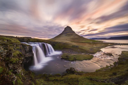 Iceland waterfall nature Kirkjufell HD Desktop Wallpaper | Background Image