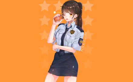police Anime girl anime girl HD Desktop Wallpaper | Background Image