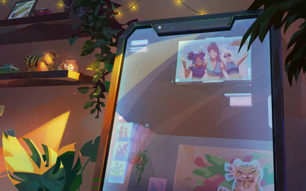 4K Ultra HD PC desktop wallpaper featuring a detailed, atmospheric Valorant-themed indoor scene with vibrant lighting and character memorabilia.