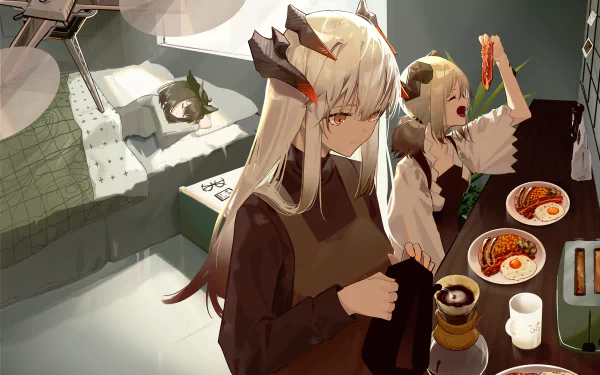 Silence (Arknights) Saria (Arknights) Ifrit (Arknights) video game Arknights HD Desktop Wallpaper | Background Image