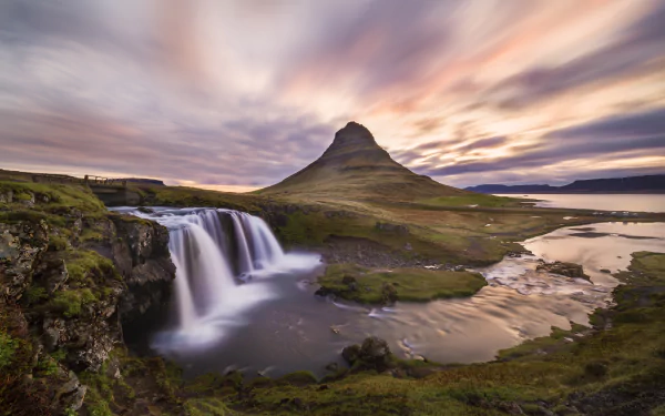 Iceland waterfall nature Kirkjufell HD Desktop Wallpaper | Background Image