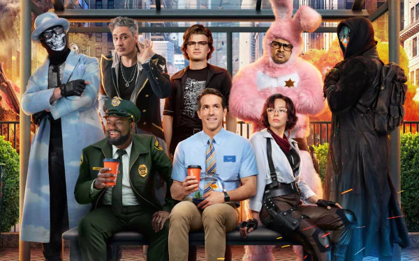 Lil Rel Howery Joe Keery Jodie Comer Ryan Reynolds movie Free Guy HD Desktop Wallpaper | Background Image