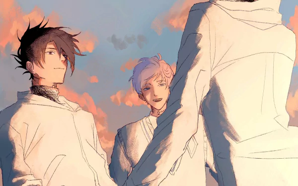 Emma (The Promised Neverland) Norman (The Promised Neverland) Ray (The Promised Neverland) Anime The Promised Neverland HD Desktop Wallpaper | Background Image