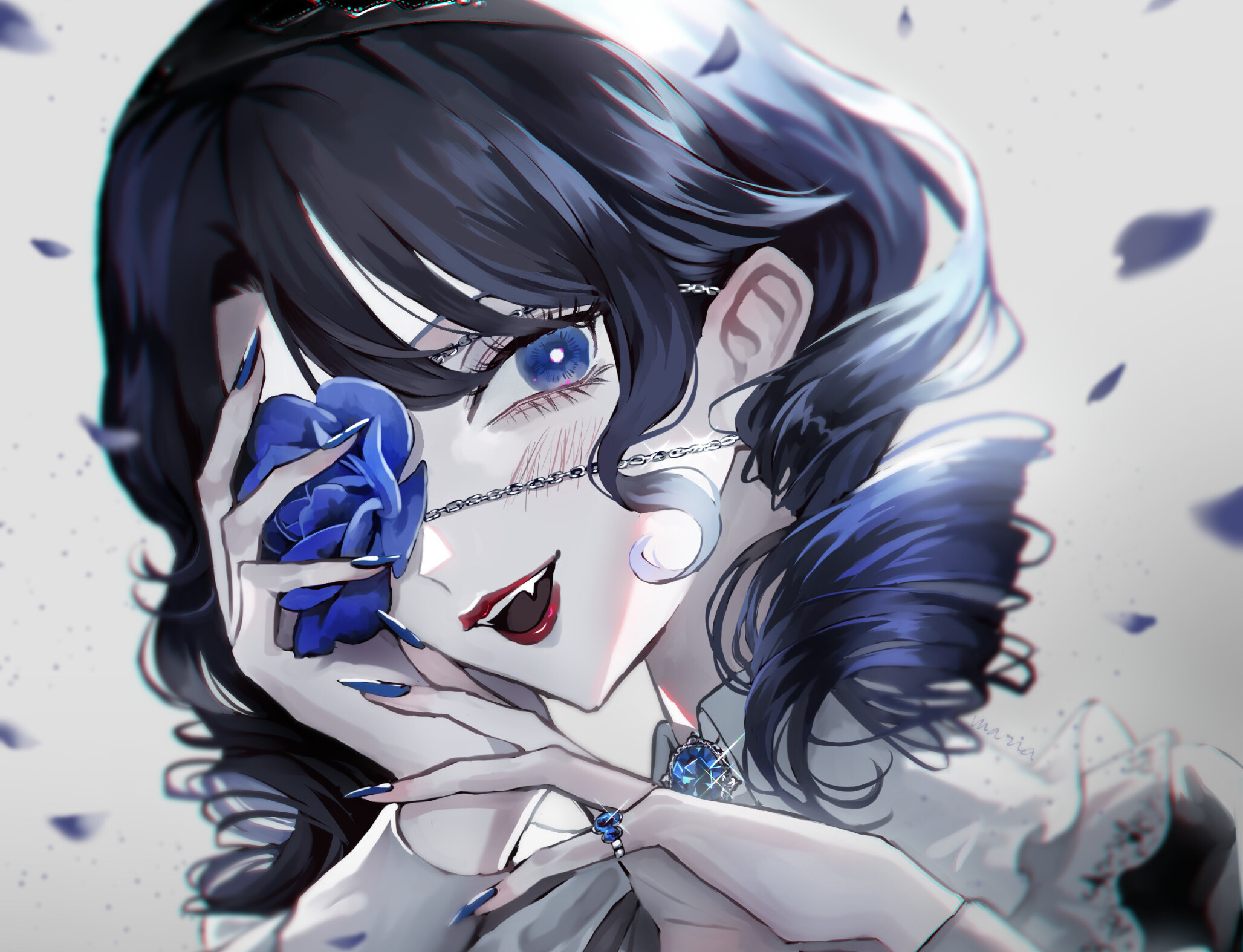 Download Black Hair Blue Eyes Anime Girl Anime Girl HD Wallpaper