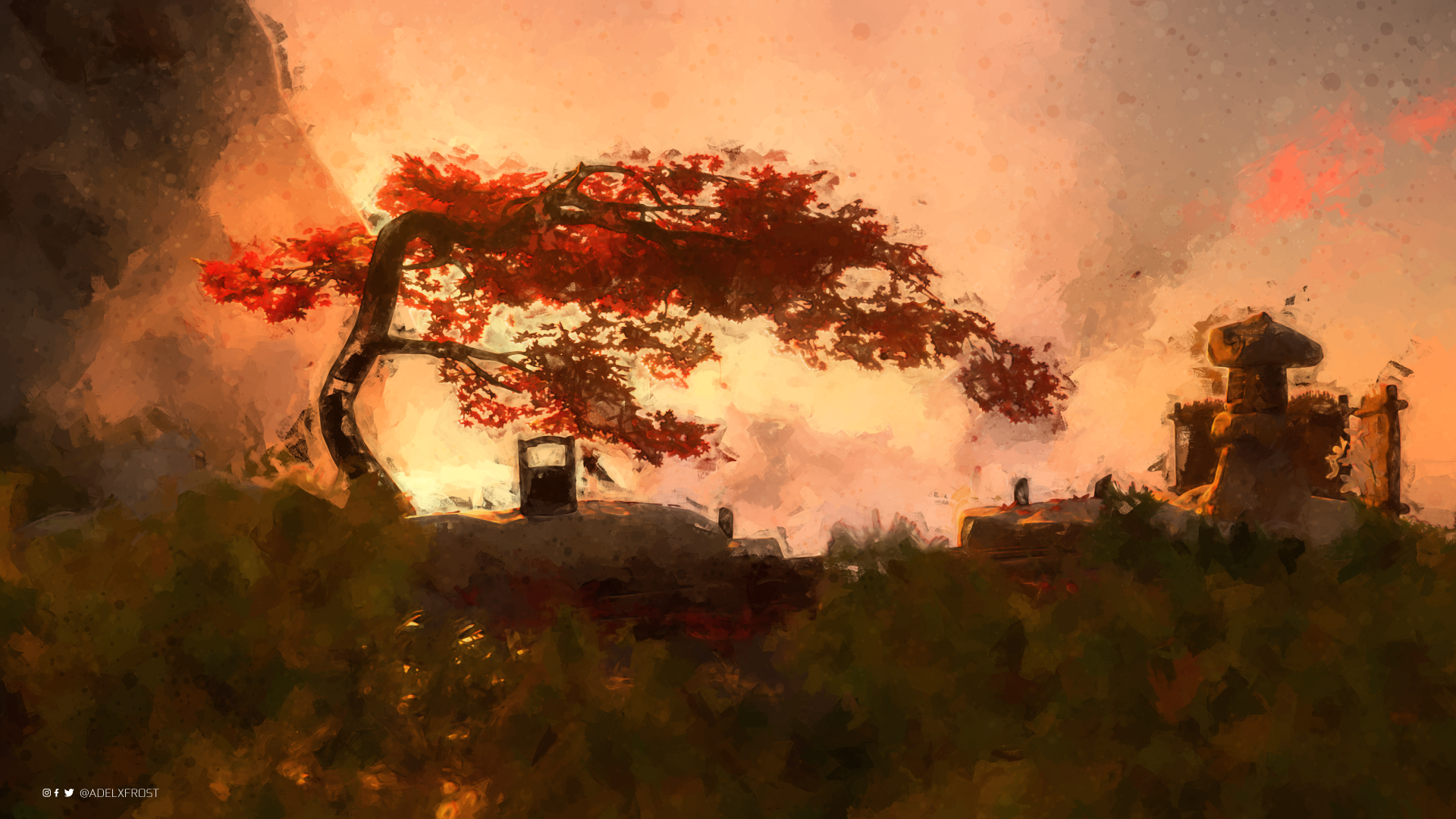 Blossom of Tushima Watercolor wallpaper by adelfrost