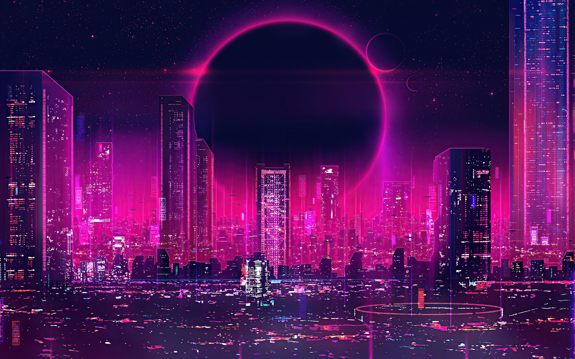 Sunset Scifi City 8K wallpaper download