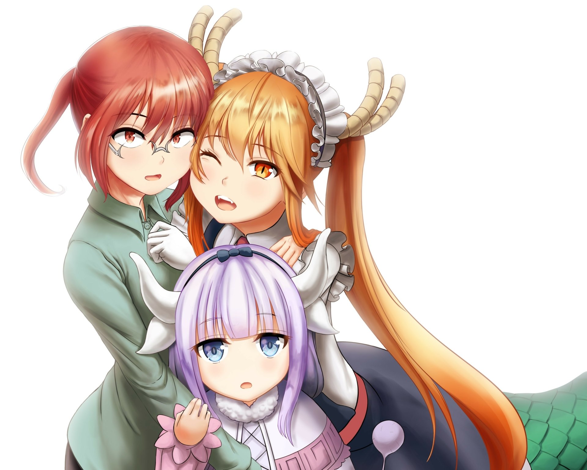 Download Kanna Kamui Kobayashi (Miss Kobayashi's Dragon Maid) Tohru (Miss Kobayashi's Dragon Maid) Anime Miss Kobayashi's Dragon Maid 4k Ultra HD Wallpaper