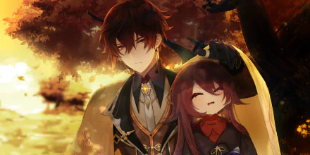 Zhongli (Genshin Impact) Hu Tao video game Genshin Impact HD Desktop Wallpaper | Background Image