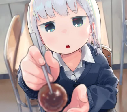 HD PC desktop wallpaper: Reina Aharen from Aharen-san Is Indecipherable, anime close-up of her in a school uniform offering a chocolate toward the viewer.