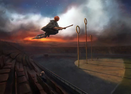  Ron Tries the Firebolt by Atomhawk