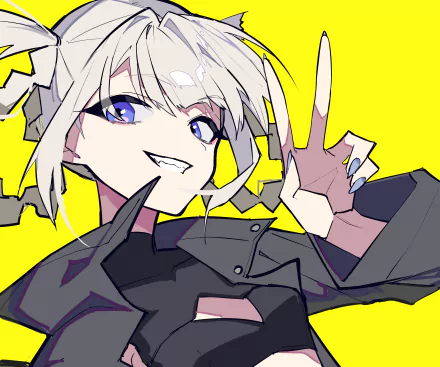 Nazuna Nanakusa from Call of the Night poses confidently against a bright yellow background in this vibrant 4K Ultra HD anime desktop wallpaper.