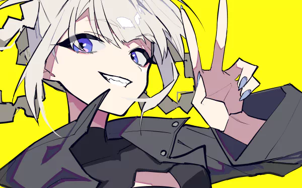 Nazuna Nanakusa from Call of the Night poses confidently against a bright yellow background in this vibrant 4K Ultra HD anime desktop wallpaper.