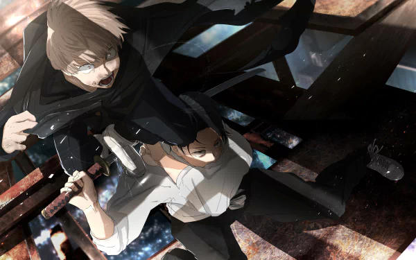 4K Ultra HD anime wallpaper featuring Toge Inumaki and Yuta Okkotsu from Jujutsu Kaisen in a dynamic action scene.