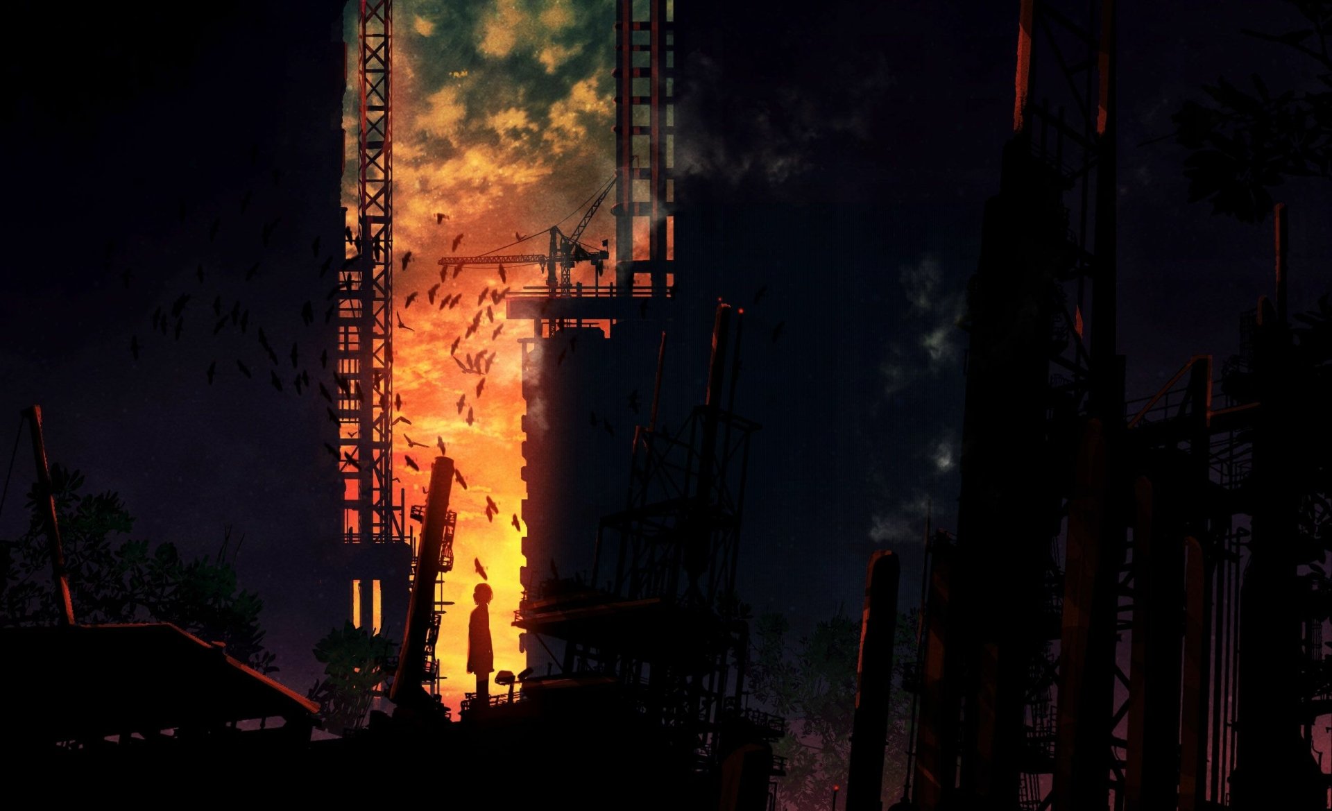 Download Anime Sunset Anime Sunset HD Wallpaper