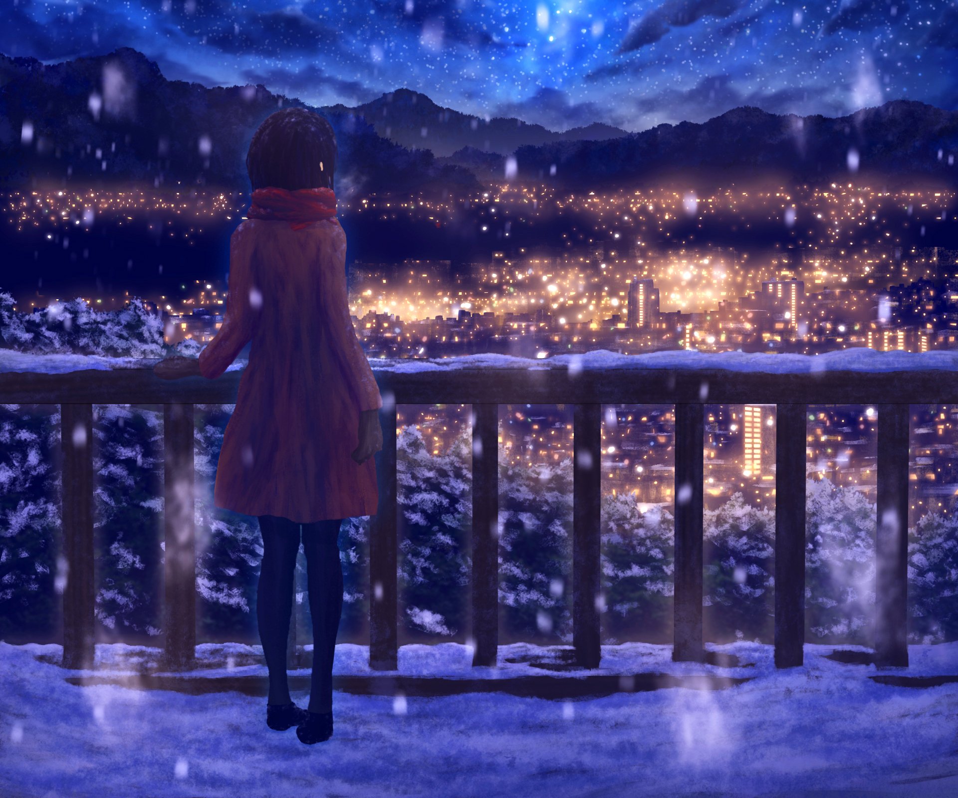 Download Winter Anime Girl Anime Girl Winter Anime HD Wallpaper by 伊藤あう