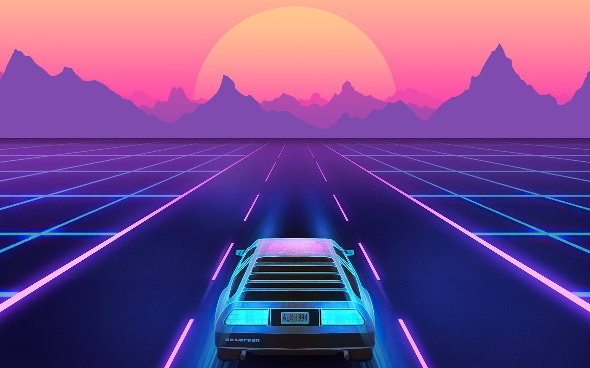 Download DeLorean Artistic Retrowave HD Wallpaper
