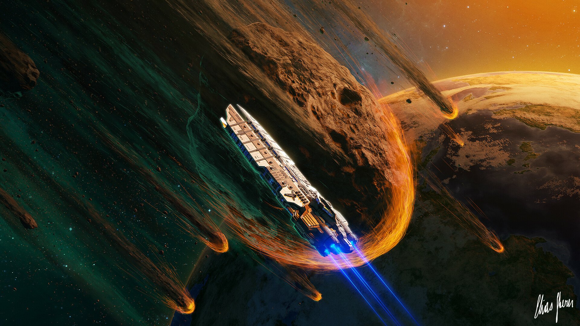 Download Sci Fi Spaceship HD Wallpaper by Elias Stern | 1920x1080 ...