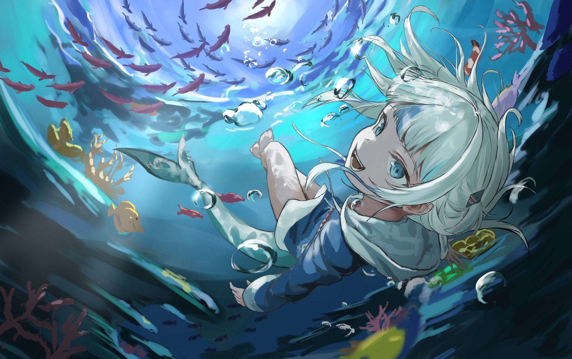 Download Hololive Gawr Gura Anime Virtual Youtuber 4k Ultra HD Wallpaper