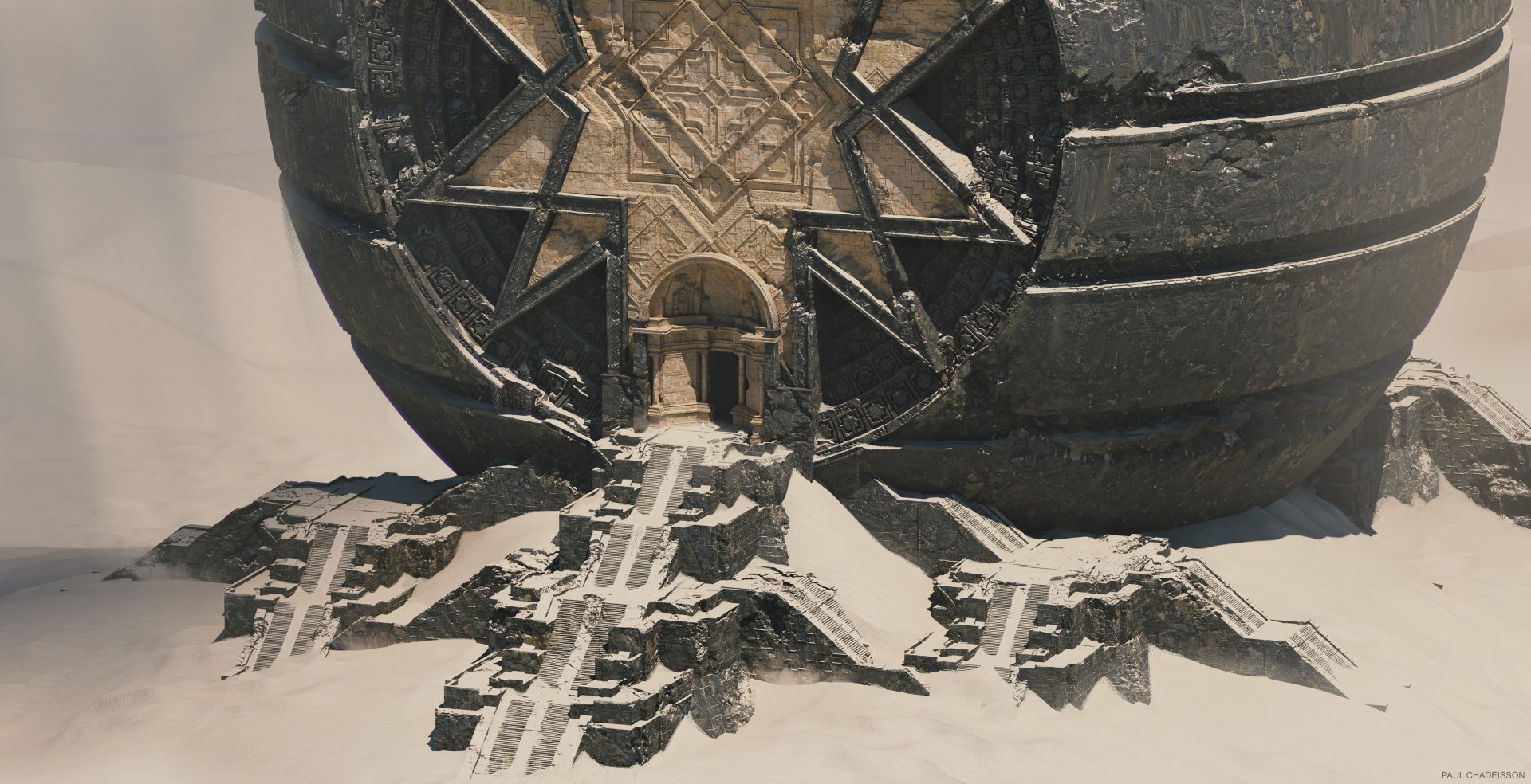 Download Temple Sci Fi Structure 4k Ultra HD Wallpaper by Paul Chadeisson