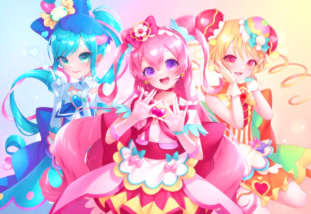 Nagomi Yui Hanamichi Ran Fuwa Kokone Anime Delicious Party Precure HD Desktop Wallpaper | Background Image