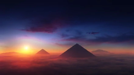  Pyramids emerging from the clouds