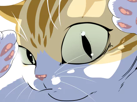 Close-up of Kayden the cat from the anime Eleceed, depicted in detailed manga style with vibrant colors, rendered in 4K Ultra HD for PC desktop wallpaper.