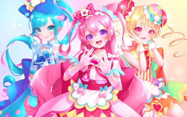 Nagomi Yui Hanamichi Ran Fuwa Kokone Anime Delicious Party Precure HD Desktop Wallpaper | Background Image