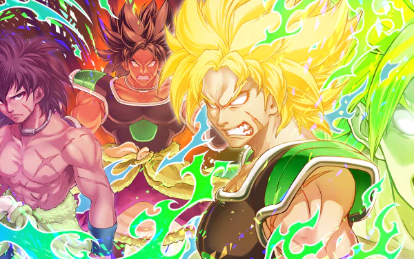 4K Ultra HD PC desktop wallpaper of Broly (Dragon Ball) as a Super Saiyan, anime-style Dragon Ball Super: Broly scene with vibrant energy aura and fierce battle pose.