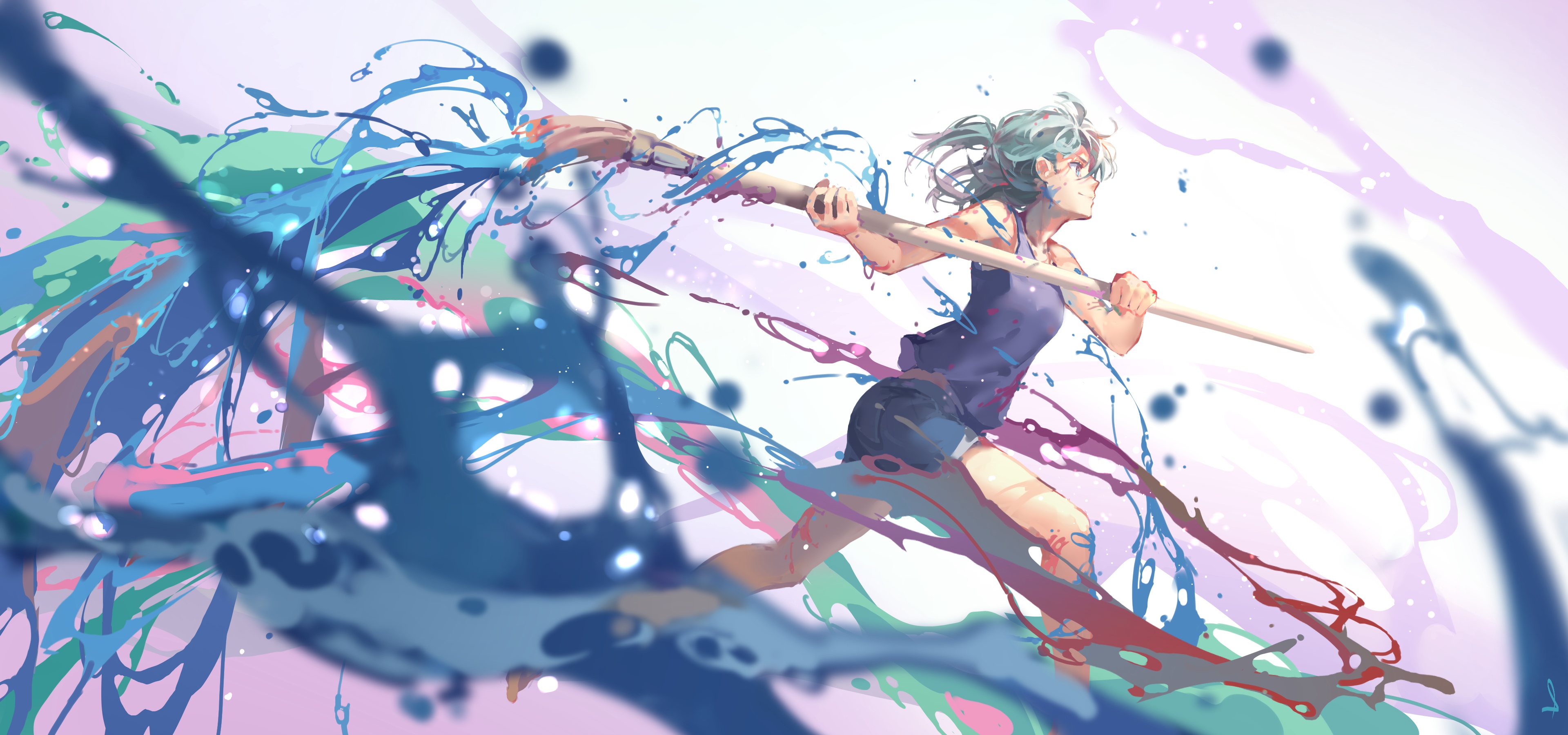 Anime boys, running, surrealism, fishes, creatures, sunflowers, Anime, HD  wallpaper | Peakpx