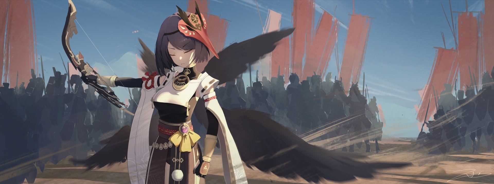 Download Kujou Sara Video Game Genshin Impact 4k Ultra HD Wallpaper by 雨様