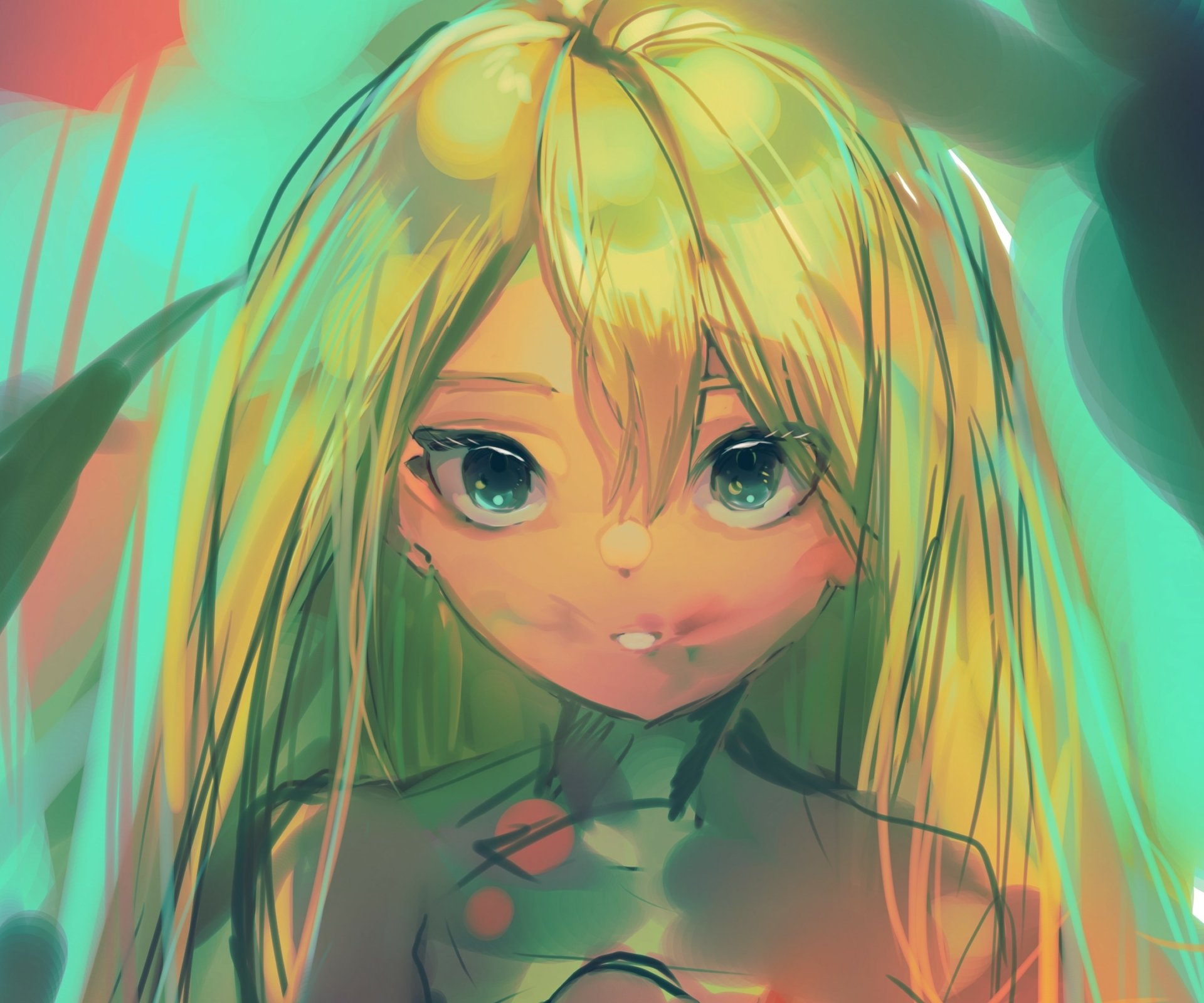 Anime-style HD desktop wallpaper featuring a close-up of a blonde character from Made in Abyss with expressive eyes and detailed shading.