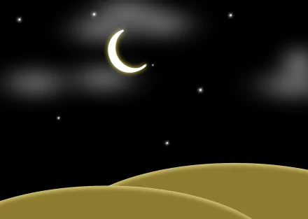  Desert with moon and clouds