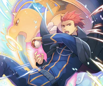 Lance (Pokémon) Dragonite (Pokémon) video game Pokémon: Gold and Silver HD Desktop Wallpaper | Background Image