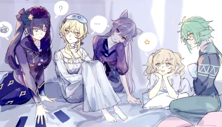 Sucrose (Genshin Impact) Barbara (Genshin Impact) Keqing (Genshin Impact) Lumine (Genshin Impact) Mona (Genshin Impact) video game Genshin Impact HD Desktop Wallpaper | Background Image