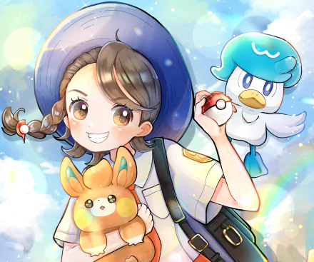 Juliana (Pokémon) Quaxly (Pokémon) video game Pokémon: Scarlet And Violet HD Desktop Wallpaper | Background Image