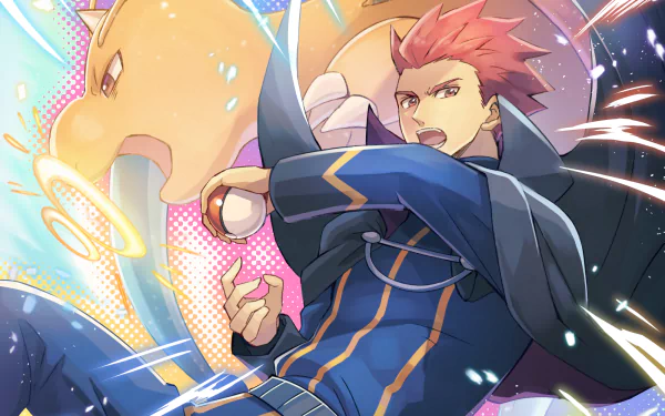 Lance (Pokémon) Dragonite (Pokémon) video game Pokémon: Gold and Silver HD Desktop Wallpaper | Background Image