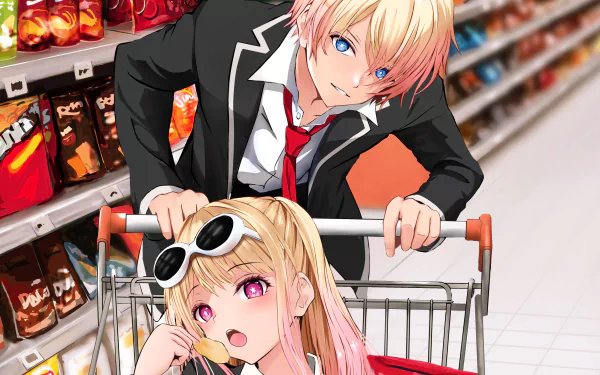 Ruby Hoshino Aquamarine Hoshino Anime Oshi no Ko supermarket HD Desktop Wallpaper | Background Image