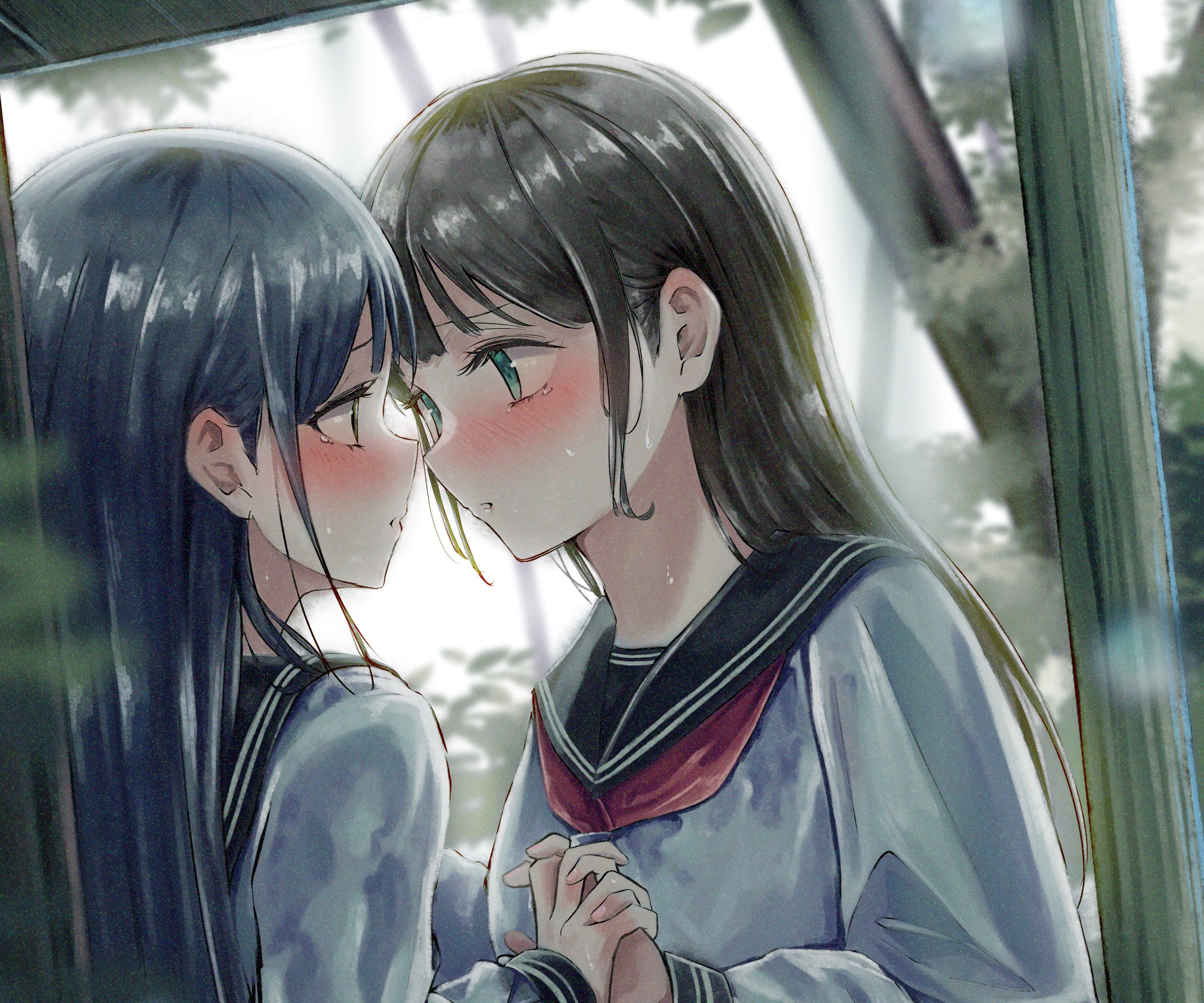 Kissing anime characters HD wallpaper