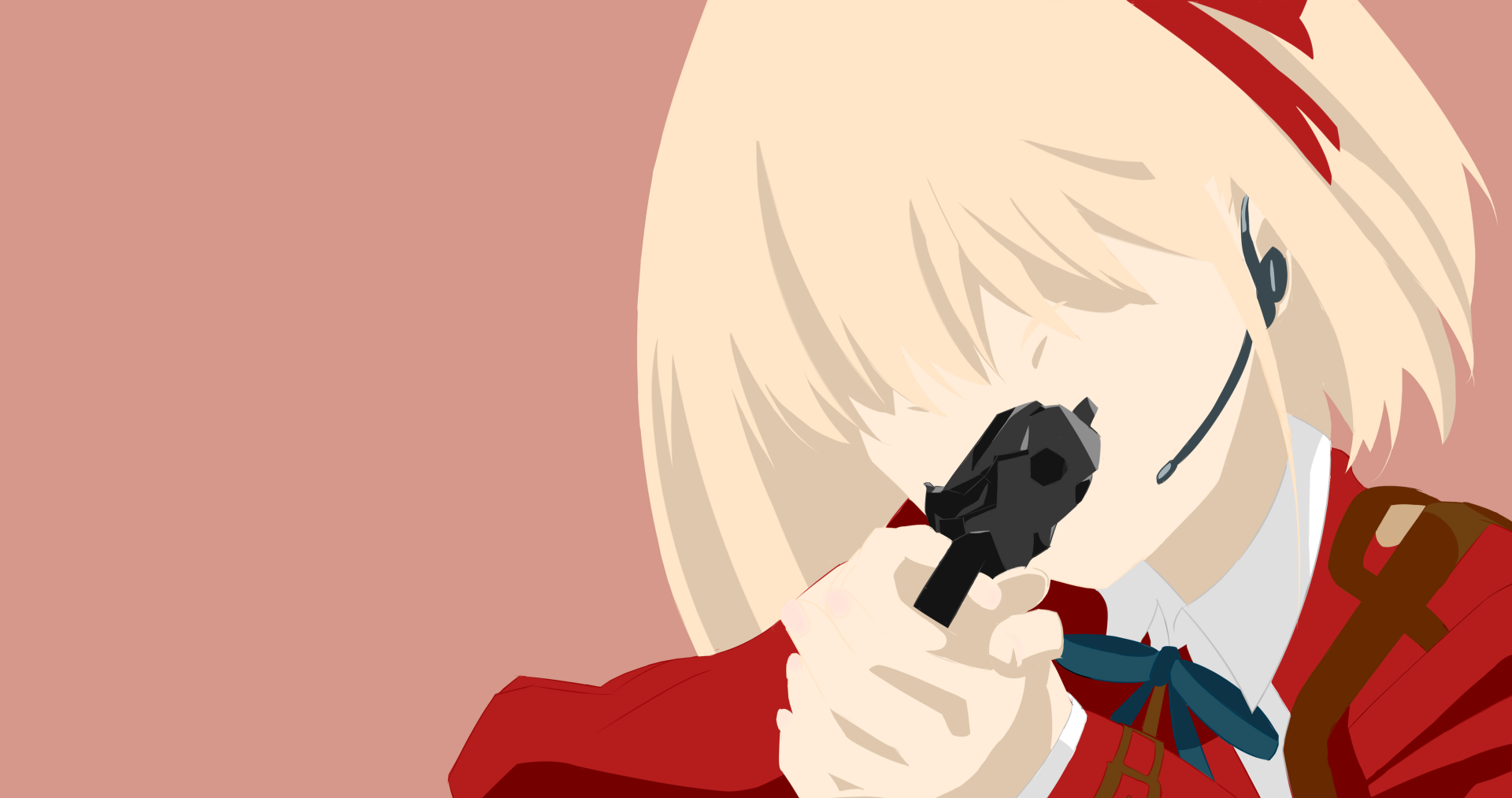 Chisato Nishikigi from Lycoris Recoil aiming a gun, featured in a vibrant 4K Ultra HD anime desktop wallpaper background.