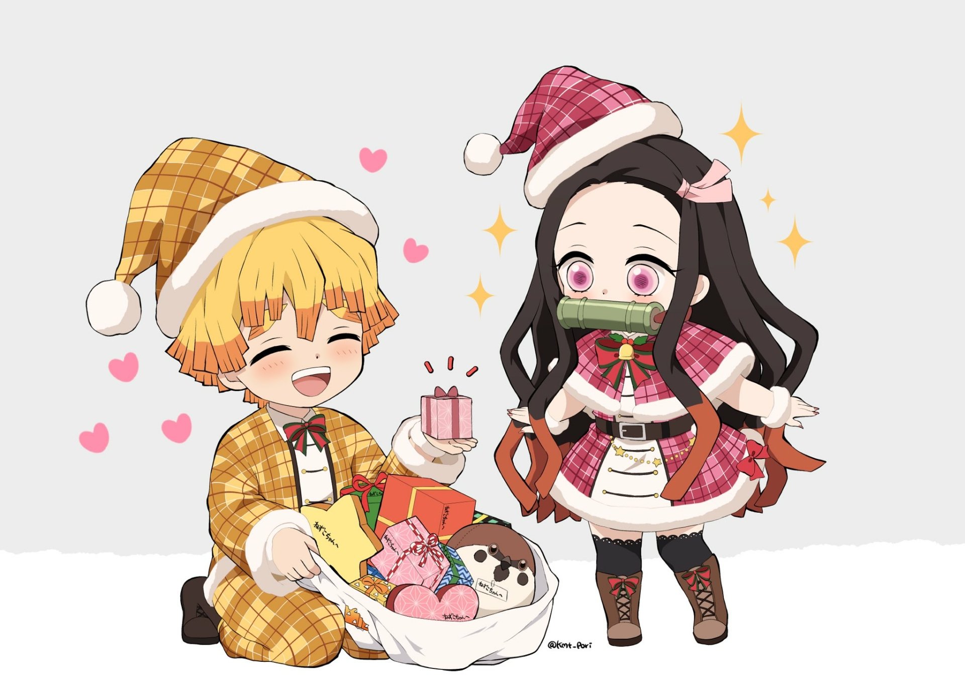 Download Nezuko Kamado Zenitsu Agatsuma Anime Demon Slayer: Kimetsu No Yaiba HD Wallpaper by kmt_pori