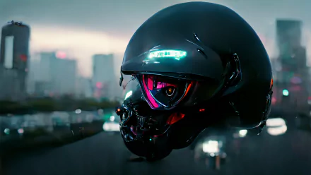  Scifi Black Futuristic Helmet In Neo-Tokyo Style by Hamza Hashim