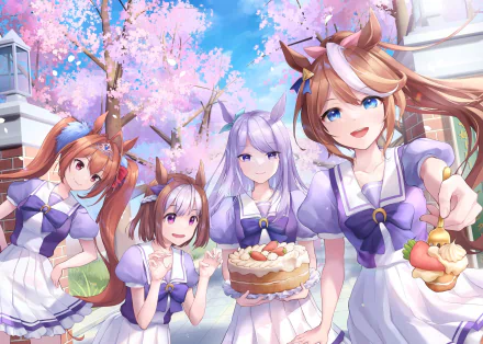 Special Week (Uma Musume) Tokai Teio Mejiro McQueen Daiwa Scarlet Anime Uma Musume: Pretty Derby HD Desktop Wallpaper | Background Image