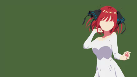 Nino Nakano (The Quintessential Quintuplets) in a white dress on a green field — 4K Ultra HD anime PC desktop wallpaper/background.