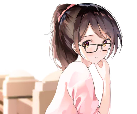 HD PC wallpaper featuring Chizuru Ichinose from the anime Rent-A-Girlfriend, depicted with glasses and a thoughtful expression against a soft, light background.