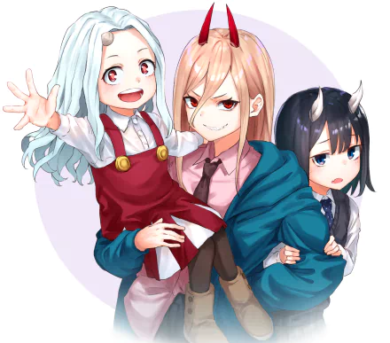 Power (Chainsaw Man) Eri (My Hero Academia) Anime crossover HD Desktop Wallpaper | Background Image