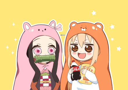 Umaru Doma Nezuko Kamado Anime crossover HD Desktop Wallpaper | Background Image