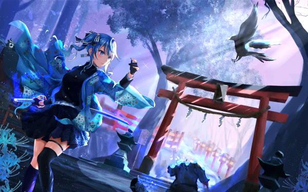 hololive Hoshimachi Suisei Anime Virtual Youtuber HD Desktop Wallpaper | Background Image